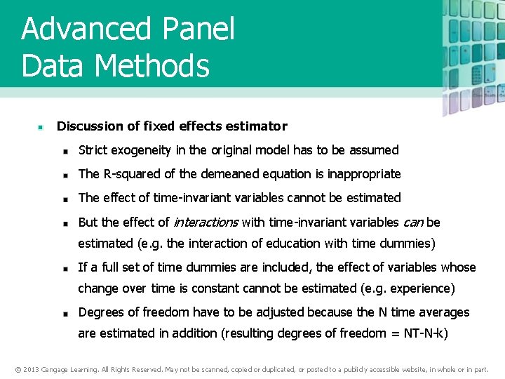 Advanced Panel Data Methods Discussion of fixed effects estimator Strict exogeneity in the original