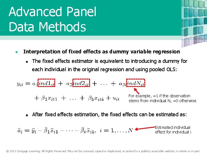 Advanced Panel Data Methods Interpretation of fixed effects as dummy variable regression The fixed