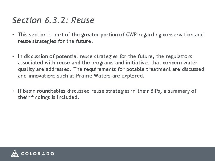 Section 6. 3. 2: Reuse • This section is part of the greater portion