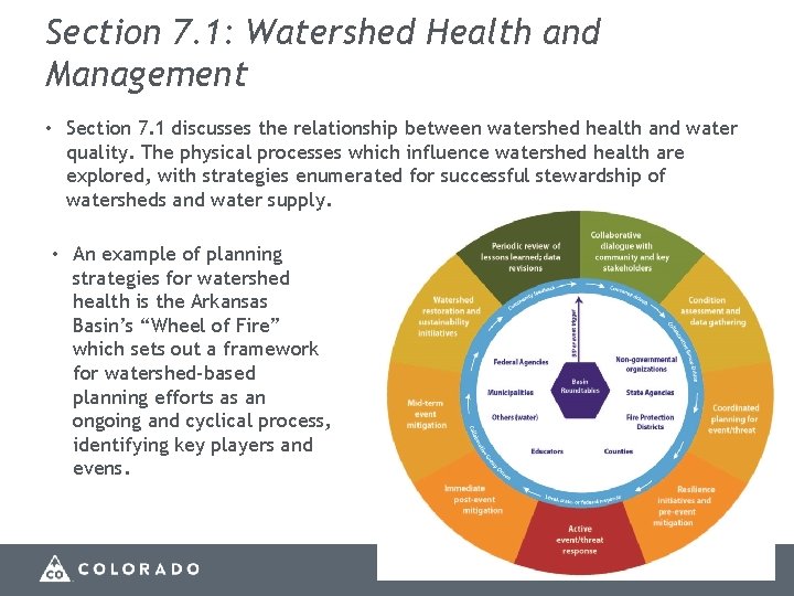 Section 7. 1: Watershed Health and Management • Section 7. 1 discusses the relationship