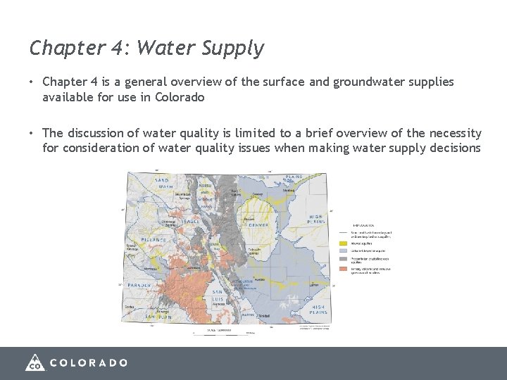 Chapter 4: Water Supply • Chapter 4 is a general overview of the surface