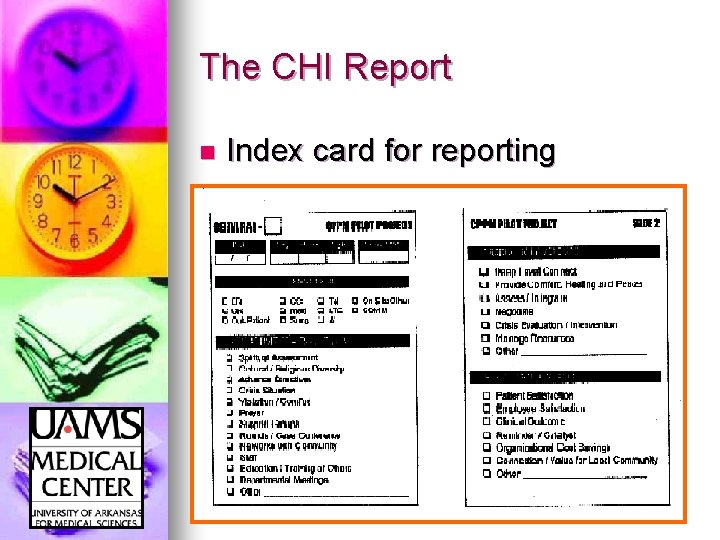 The CHI Report n Index card for reporting 