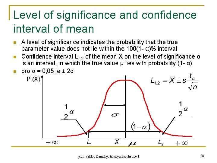 Level of significance and confidence interval of mean n A level of significance indicates