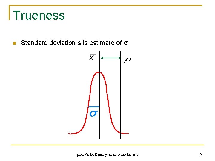 Trueness n Standard deviation s is estimate of σ prof. Viktor Kanický, Analytická chemie