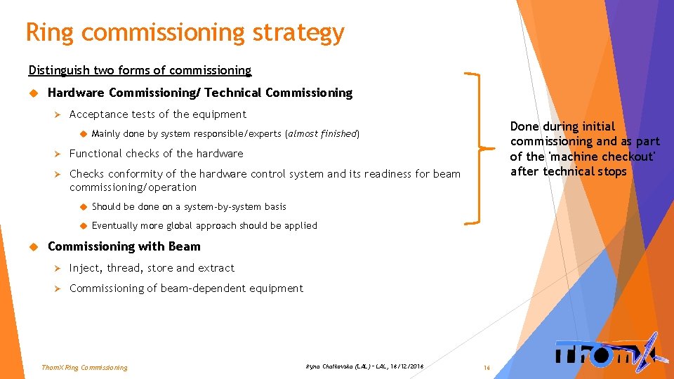 Ring commissioning strategy Distinguish two forms of commissioning Hardware Commissioning/ Technical Commissioning Ø Acceptance