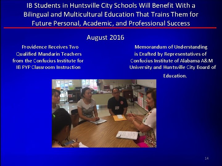 IB Students in Huntsville City Schools Will Benefit With a Bilingual and Multicultural Education