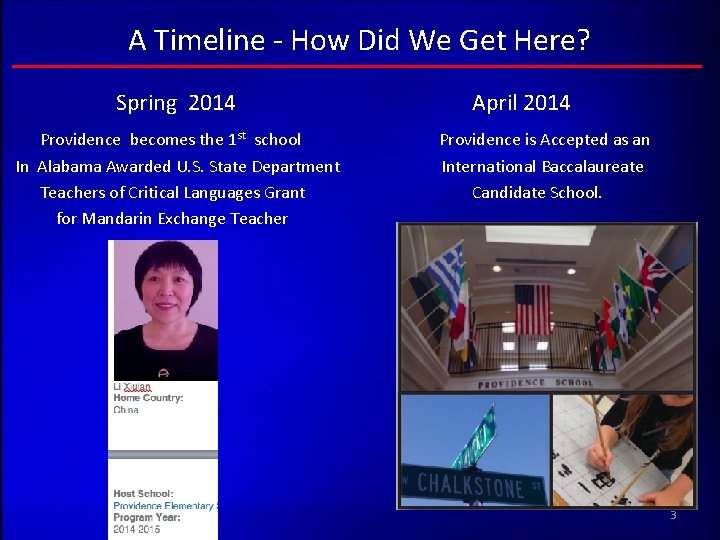 A Timeline - How Did We Get Here? Spring 2014 Providence becomes the 1