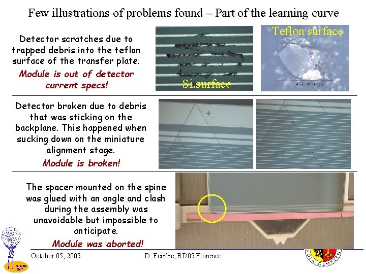 Few illustrations of problems found – Part of the learning curve Teflon surface Detector