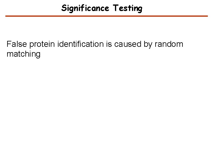 Significance Testing False protein identification is caused by random matching An objective criterion for Significance Testing False protein identification is caused by random matching An objective criterion for