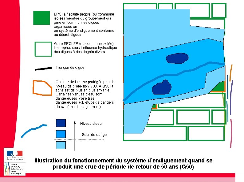 Contour de la zone protégée pour le niveau de protection Q 30. A Q