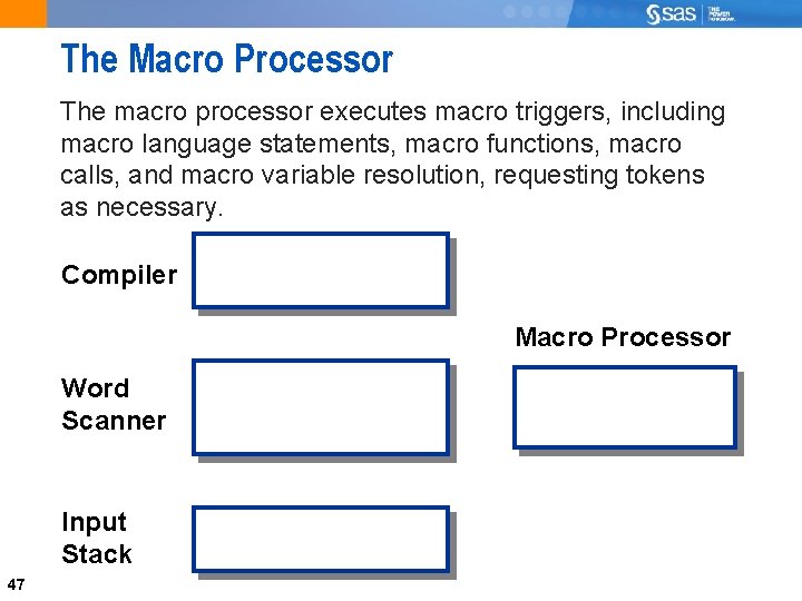 The Macro Processor The macro processor executes macro triggers, including macro language statements, macro