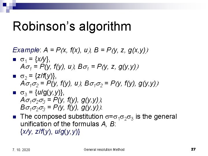 General Resolution Method In Fol Lesson 8 7