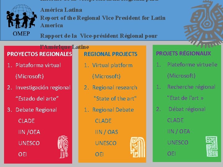 Informe de la Vicepresidencia Regional para América Latina Report of the Regional Vice President