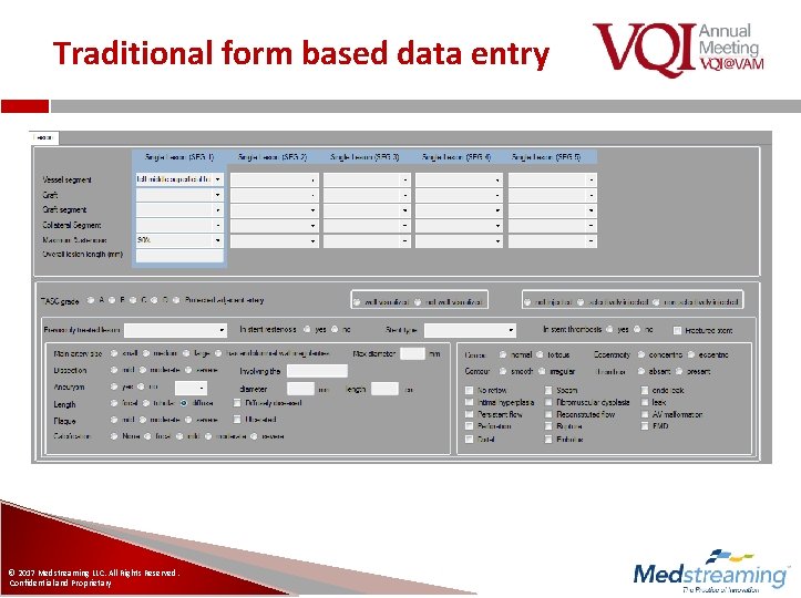 Traditional form based data entry © 2017 Medstreaming LLC. All Rights Reserved. Confidential and