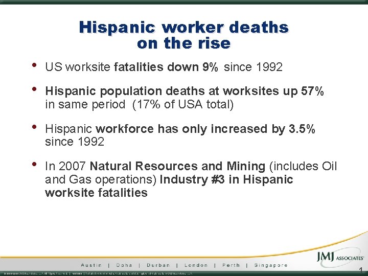 Hispanic worker deaths on the rise • • US worksite fatalities down 9% since