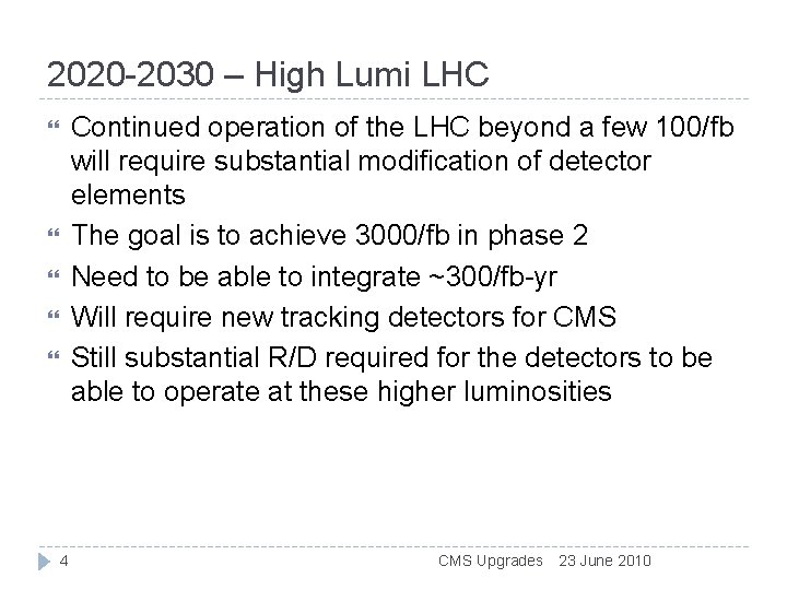 2020 -2030 – High Lumi LHC Continued operation of the LHC beyond a few 2020 -2030 – High Lumi LHC Continued operation of the LHC beyond a few
