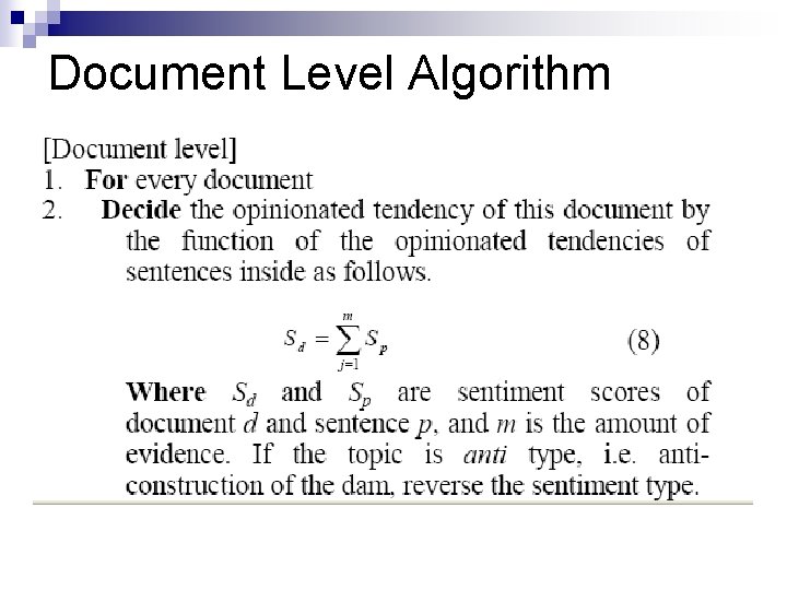 Document Level Algorithm 