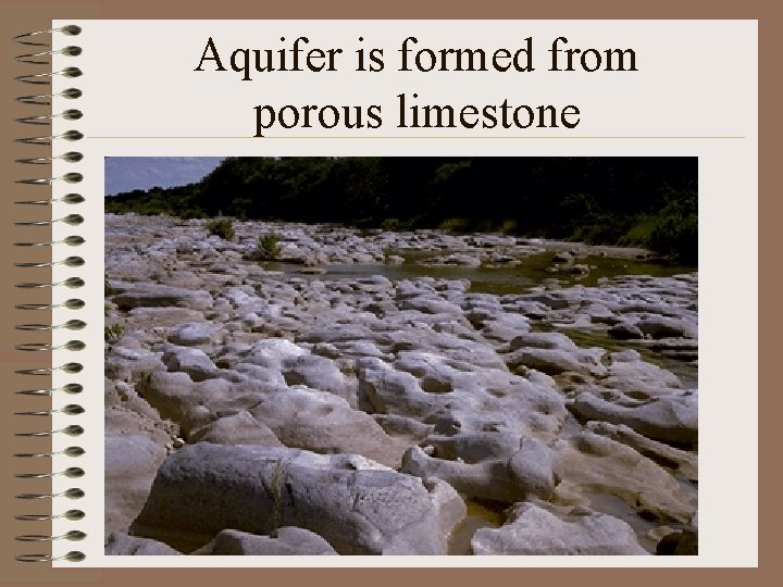 Aquifer is formed from porous limestone 