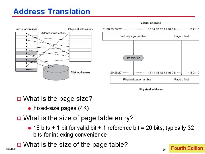 Address Translation q What is the page size? l q What is the size