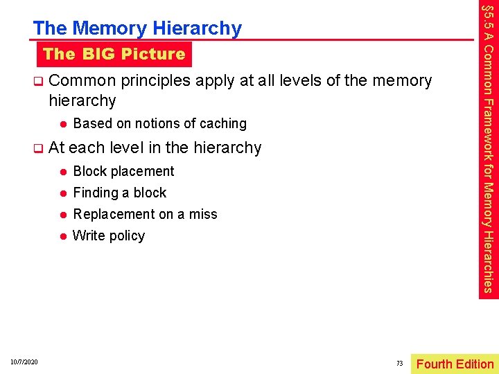 The BIG Picture q Common principles apply at all levels of the memory hierarchy