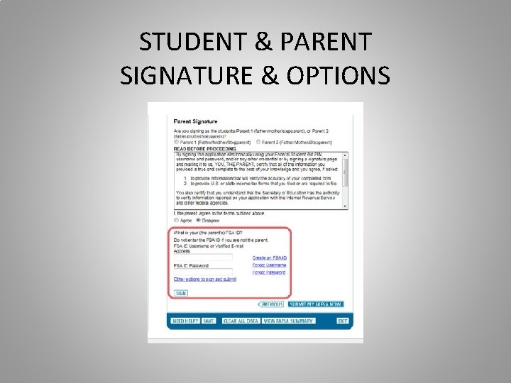STUDENT & PARENT SIGNATURE & OPTIONS STUDENT & PARENT SIGNATURE & OPTIONS