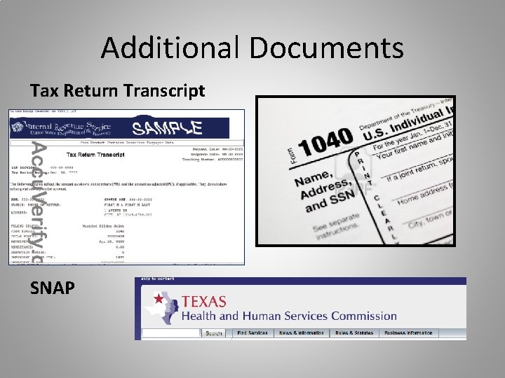 Additional Documents Tax Return Transcript SNAP Additional Documents Tax Return Transcript SNAP