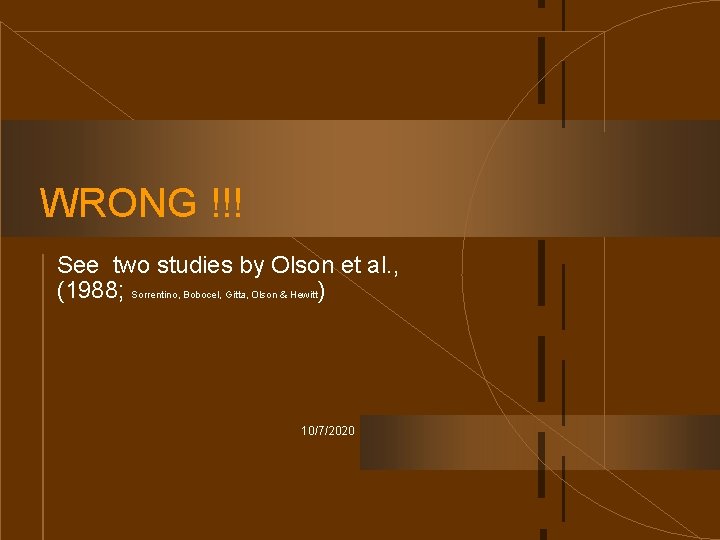 WRONG !!! See two studies by Olson et al. , (1988; Sorrentino, Bobocel, Gitta,