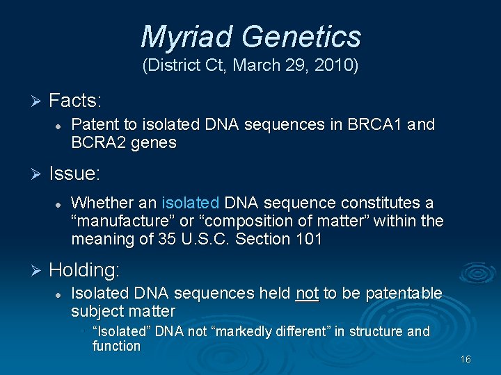 the myriad controversy and the