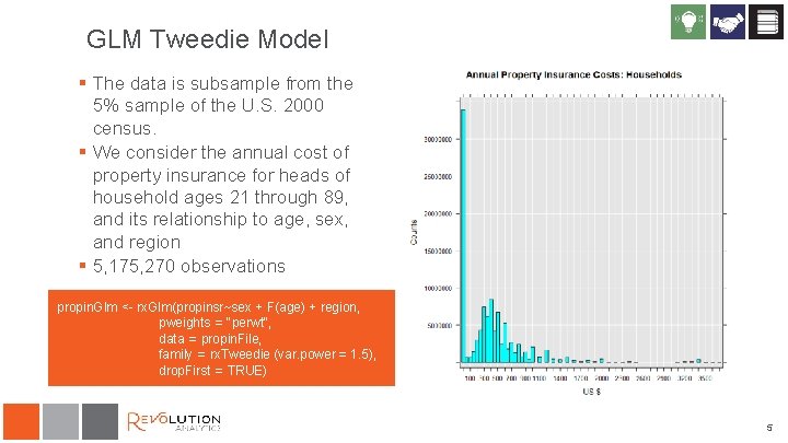 GLM Tweedie Model § The data is subsample from the 5% sample of the