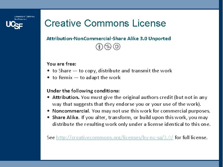 Creative Commons License Attribution-Non. Commercial-Share Alike 3. 0 Unported You are free: • to Creative Commons License Attribution-Non. Commercial-Share Alike 3. 0 Unported You are free: • to