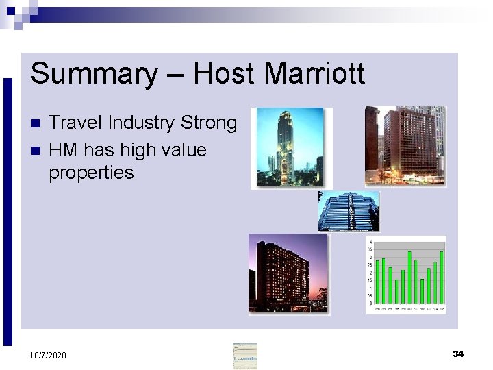 Summary – Host Marriott n n Travel Industry Strong HM has high value properties