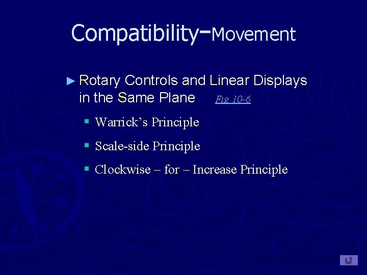 Compatibility−Movement ► Rotary Controls and Linear Displays in the Same Plane Fig 10 -6
