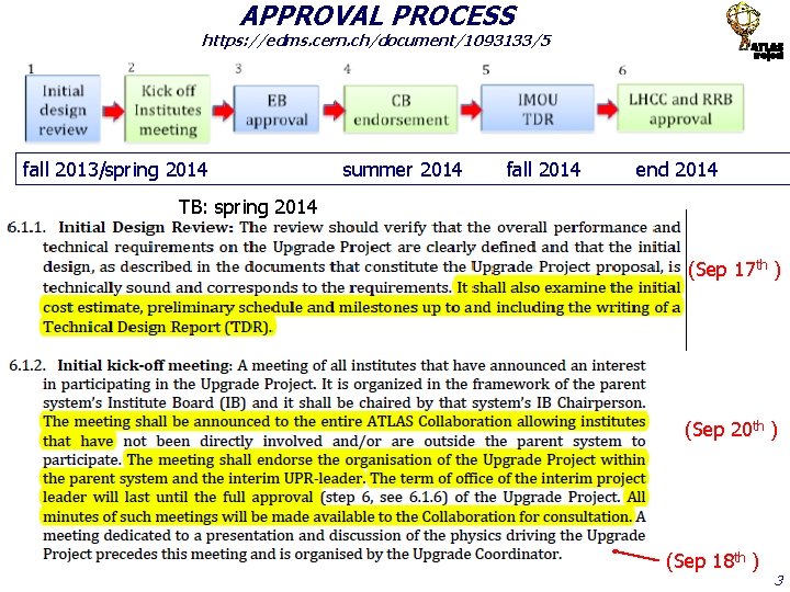 APPROVAL PROCESS https: //edms. cern. ch/document/1093133/5 fall 2013/spring 2014 summer 2014 fall 2014 end