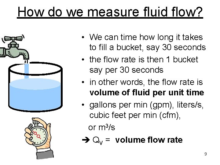 How do we measure fluid flow? • We can time how long it takes