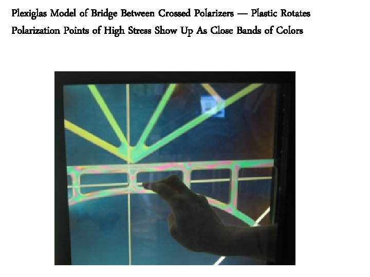 Plexiglas Model of Bridge Between Crossed Polarizers — Plastic Rotates Polarization Points of High