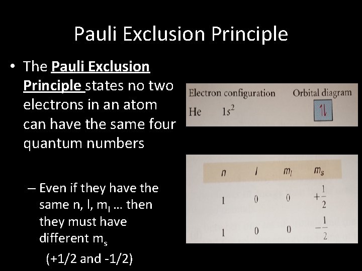 Pauli Exclusion Principle • The Pauli Exclusion Principle states no two electrons in an