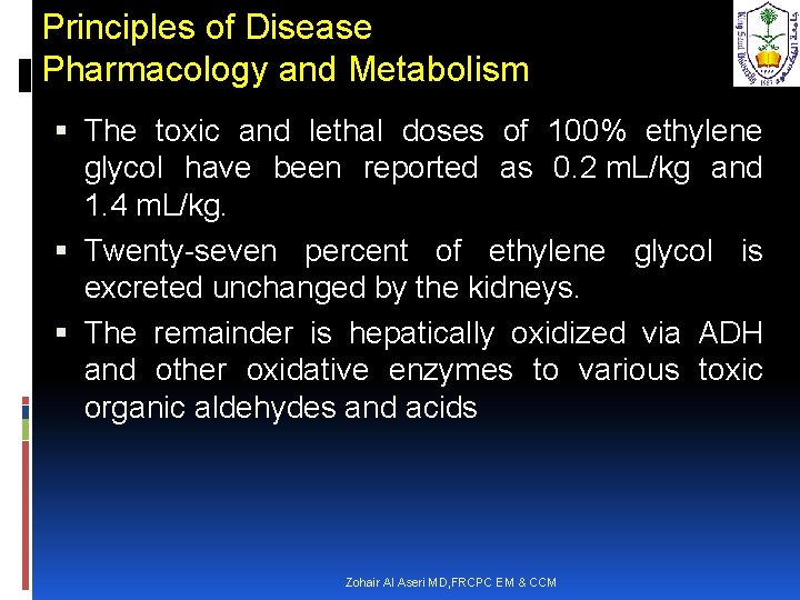 Principles of Disease Pharmacology and Metabolism The toxic and lethal doses of 100% ethylene