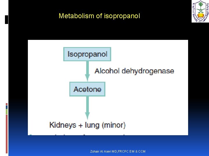 Metabolism of isopropanol Zohair Al Aseri MD, FRCPC EM & CCM 