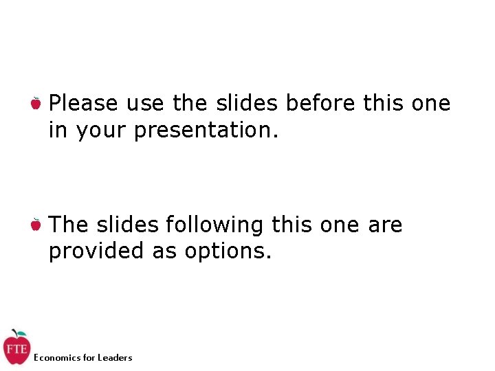 Please use the slides before this one in your presentation. The slides following this