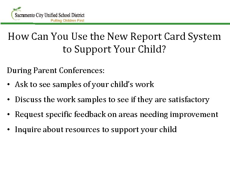 How Can You Use the New Report Card System to Support Your Child? During