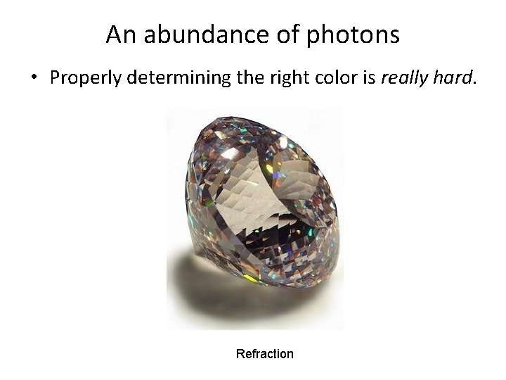 An abundance of photons • Properly determining the right color is really hard. Refraction