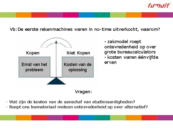 Vb: De eerste rekenmachines waren in no-time uitverkocht, waarom? Kopen Ernst van het probleem