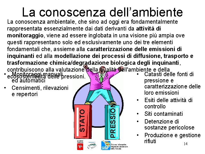 La conoscenza dell’ambiente PRESSIONI STATO La conoscenza ambientale, che sino ad oggi era fondamentalmente