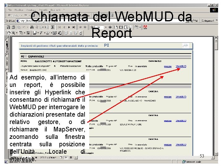Chiamata del Web. MUD da Report Ad esempio, all’interno di un report, è possibile