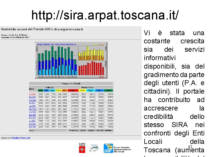http: //sira. arpat. toscana. it/ Vi è stata una costante crescita sia dei servizi