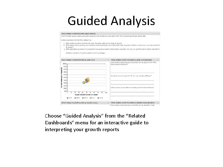 Guided Analysis Choose “Guided Analysis” from the “Related Dashboards” menu for an interactive guide