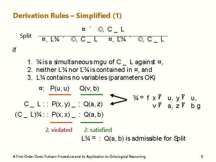 The Model Evolution Calculus And An Application To