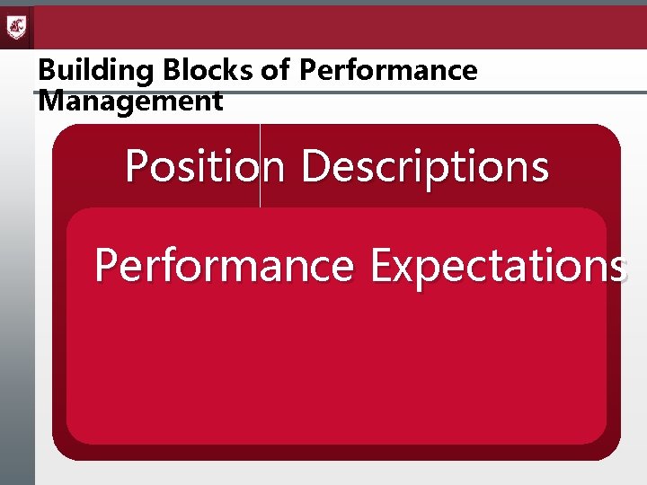 Building Blocks of Performance Management Position Descriptions Performance Expectations 