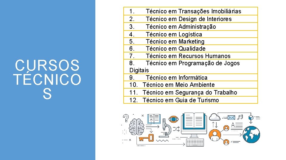 CURSOS TÉCNICO S 1. Técnico em Transações Imobiliárias 2. Técnico em Design de Interiores