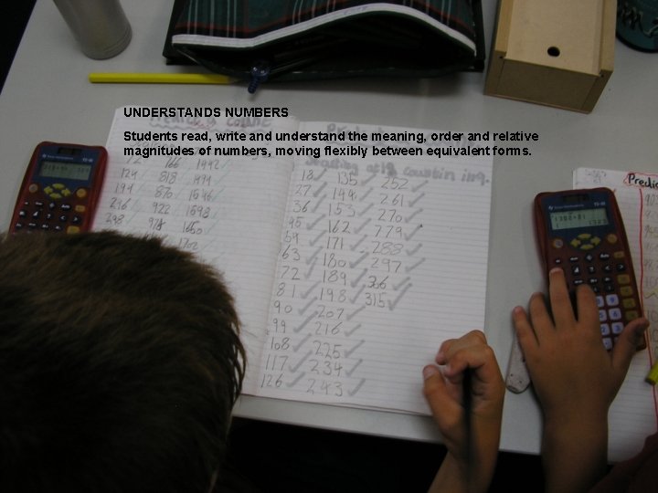 UNDERSTANDS NUMBERS Students read, write and understand the meaning, order and relative magnitudes of